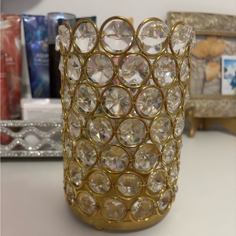 Elegant Gold Crystal Candle Holder